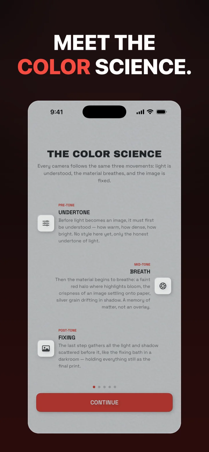 IFME Cam color science onboarding — pre-tone, mid-tone and post-tone